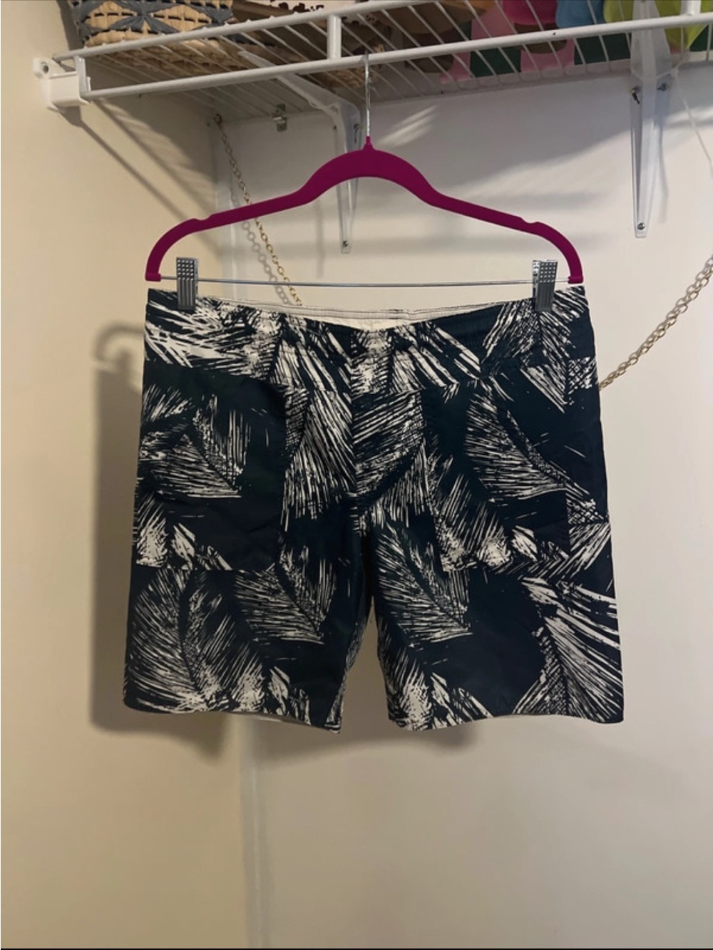 Zara Black and White Palm-Print Kids Swim Trunks